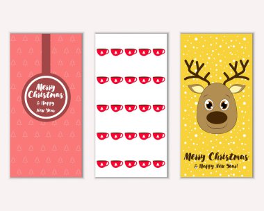 mutlu Noeller ve mutlu yeni yıl tebrik kartları vektör çizim