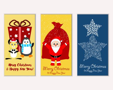 vektör çizim kış tatil tebrik kartları