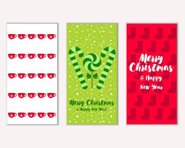 mutlu Noeller ve mutlu yeni yıl tebrik kartları vektör çizim