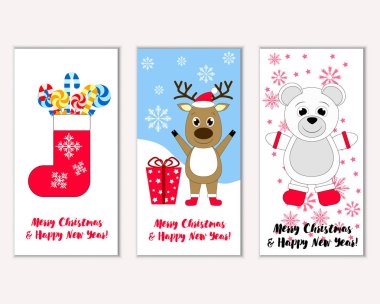 vektör çizim kış tatil tebrik kartları