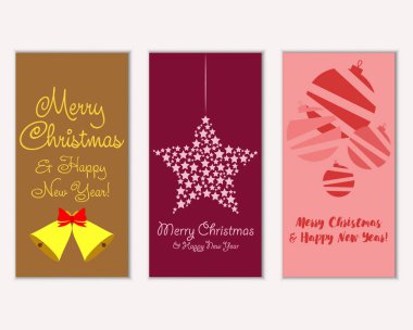 Mutlu Noeller ve mutlu yeni yıl tebrik kartları. Vektör çizim   