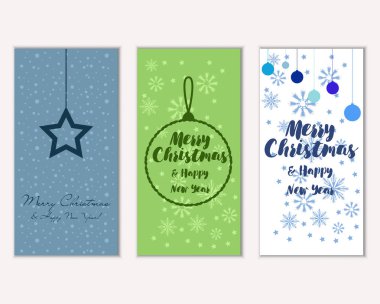 mutlu Noeller ve mutlu yeni yıl tebrik kartları vektör çizim      