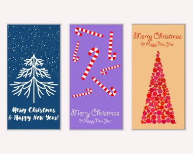 mutlu Noeller ve mutlu yeni yıl tebrik kartları vektör çizim