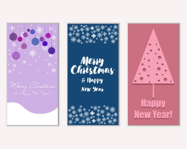 Mutlu Noeller ve mutlu yeni yıl tebrik kartları. Vektör çizim       