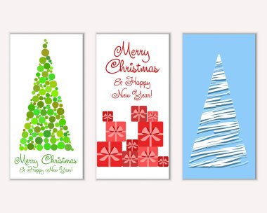 Mutlu Noeller ve mutlu yeni yıl tebrik kartları. Vektör çizim   