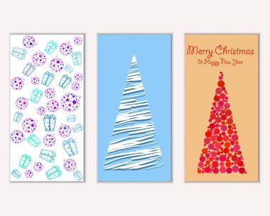 Mutlu Noeller ve mutlu yeni yıl tebrik kartları. Vektör çizim   