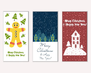 vektör çizim kış tatil tebrik kartları