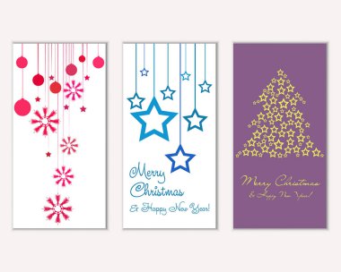 mutlu Noeller ve mutlu yeni yıl tebrik kartları vektör çizim