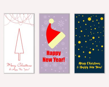 vektör çizim kış tatil tebrik kartları