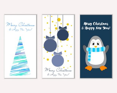 Renkli Noel kartları ile yeni yıl süslemeleri, illüstrasyon vektör