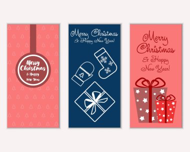 mutlu Noeller ve mutlu yeni yıl tebrik kartları vektör çizim