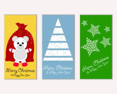 Renkli Noel kartları ile yeni yıl süslemeleri, illüstrasyon vektör
