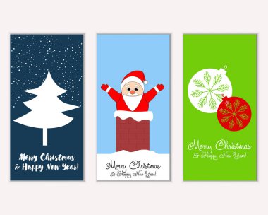 mutlu Noeller ve mutlu yeni yıl tebrik kartları vektör çizim