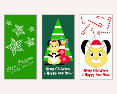 Renkli Noel kartları ile yeni yıl süslemeleri, illüstrasyon vektör