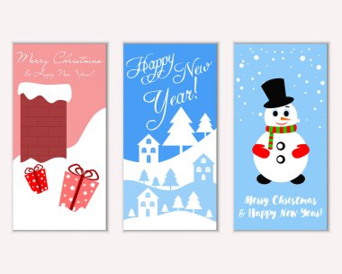 vektör çizim kış tatil tebrik kartları