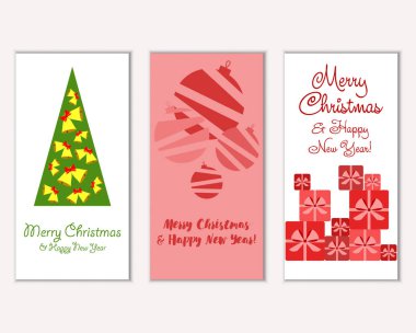 Mutlu Noeller ve mutlu yeni yıl tebrik kartları. Vektör çizim   