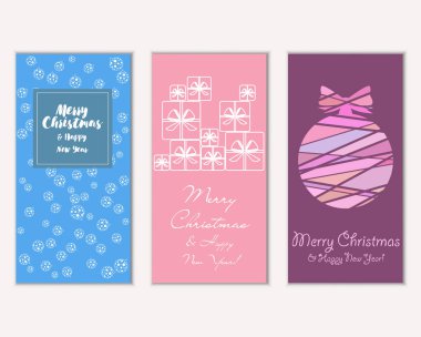 Renkli Noel kartları ile yeni yıl süslemeleri, illüstrasyon vektör