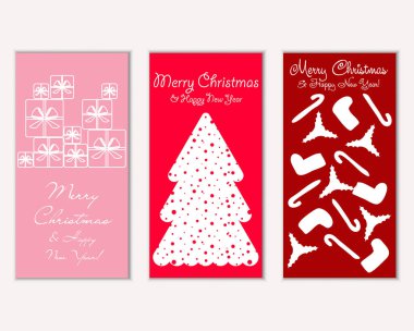 Renkli Noel kartları ile yeni yıl süslemeleri, illüstrasyon vektör