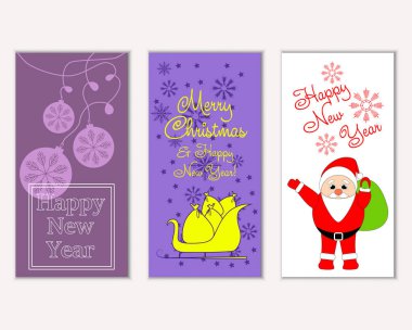 vektör çizim kış tatil tebrik kartları