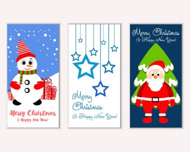 mutlu Noeller ve mutlu yeni yıl tebrik kartları vektör çizim