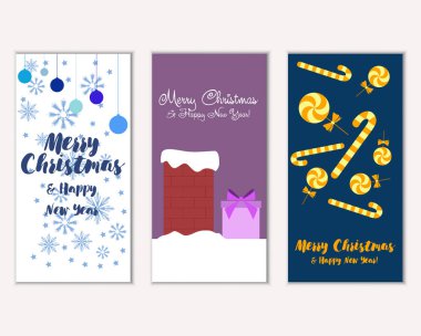 vektör çizim kış tatil tebrik kartları