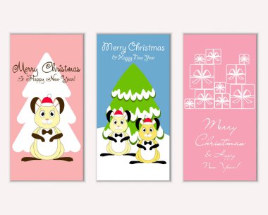 Renkli Noel kartları ile yeni yıl süslemeleri, illüstrasyon vektör