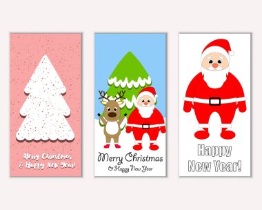 mutlu Noeller ve mutlu yeni yıl tebrik kartları vektör çizim       