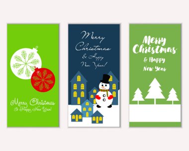 mutlu Noeller ve mutlu yeni yıl tebrik kartları vektör çizim