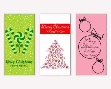 mutlu Noeller ve mutlu yeni yıl tebrik kartları vektör çizim