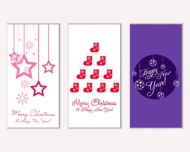 vektör çizim kış tatil tebrik kartları