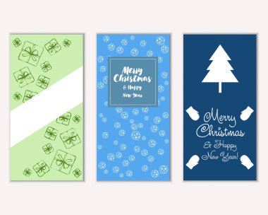 mutlu Noeller ve mutlu yeni yıl tebrik kartları vektör çizim