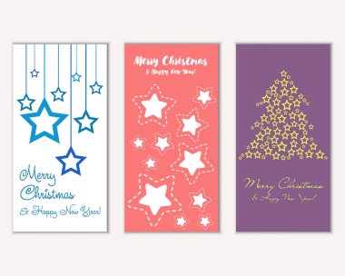 mutlu Noeller ve mutlu yeni yıl tebrik kartları vektör çizim