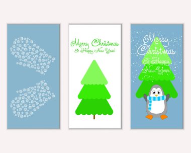 Mutlu Noeller ve mutlu yeni yıl tebrik kartları. Vektör çizim   