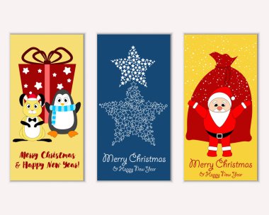 vektör çizim kış tatil tebrik kartları