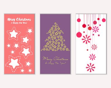 mutlu Noeller ve mutlu yeni yıl tebrik kartları vektör çizim