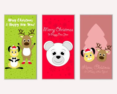 Renkli Noel kartları ile yeni yıl süslemeleri, illüstrasyon vektör