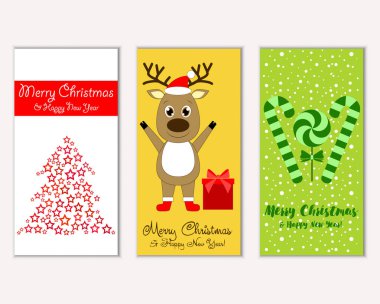 mutlu Noeller ve mutlu yeni yıl tebrik kartları vektör çizim