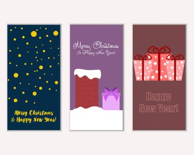 vektör çizim kış tatil tebrik kartları