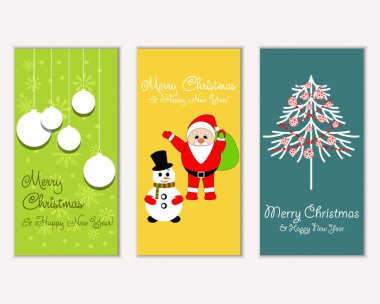 mutlu Noeller ve mutlu yeni yıl tebrik kartları vektör çizim