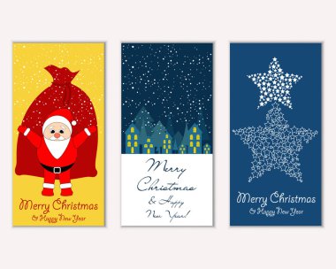 vektör çizim kış tatil tebrik kartları