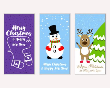 vektör çizim kış tatil tebrik kartları