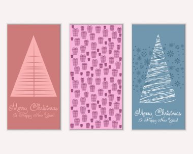 mutlu Noeller ve mutlu yeni yıl tebrik kartları vektör çizim     