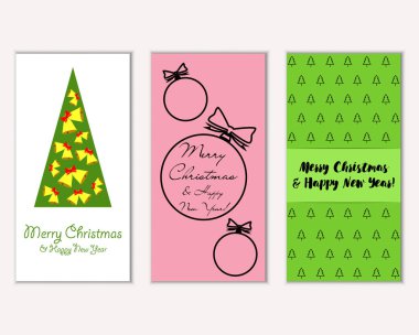 Renkli Noel kartları ile yeni yıl süslemeleri, illüstrasyon vektör