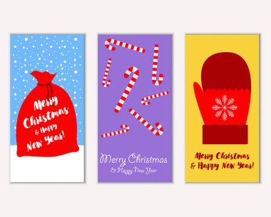 mutlu Noeller ve mutlu yeni yıl tebrik kartları vektör çizim