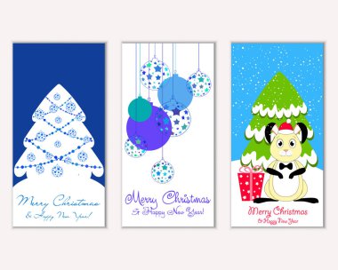 Renkli Noel kartları ile yeni yıl süslemeleri, illüstrasyon vektör