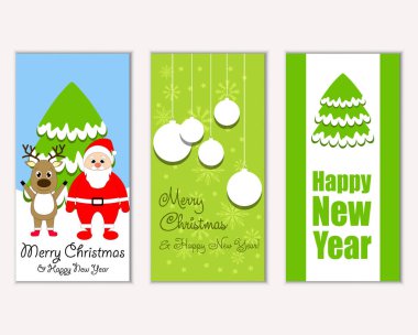 mutlu Noeller ve mutlu yeni yıl tebrik kartları vektör çizim       