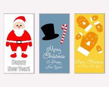 mutlu Noeller ve mutlu yeni yıl tebrik kartları vektör çizim       