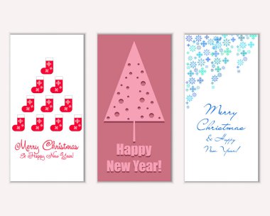 mutlu Noeller ve mutlu yeni yıl tebrik kartları vektör çizim