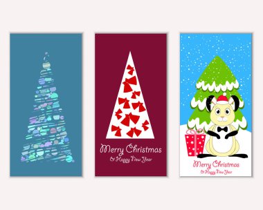 Mutlu Noeller ve mutlu yeni yıl tebrik kartları. Vektör çizim 