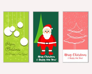 mutlu Noeller ve mutlu yeni yıl tebrik kartları vektör çizim       